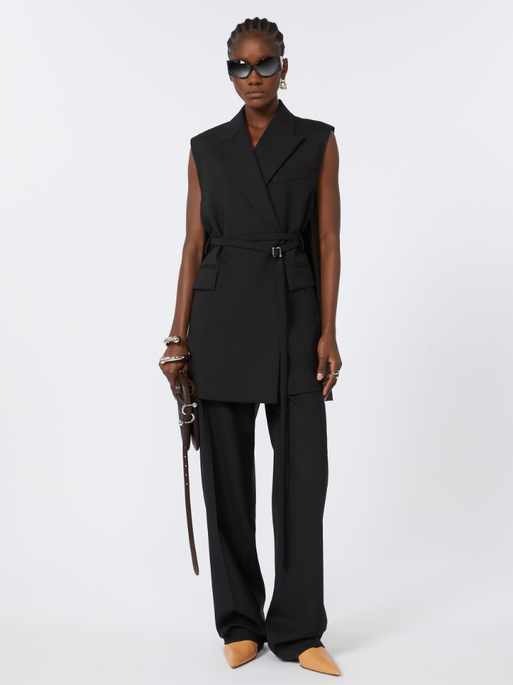 Pantalone dritto in lana - NERO - Max Mara