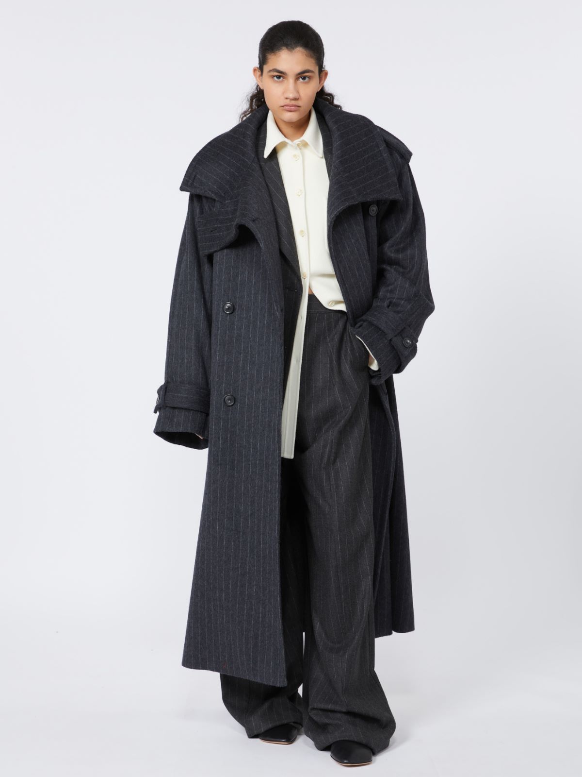 Wide, wool and viscose trousers - RUNWAY - DARK GREY - Max Mara