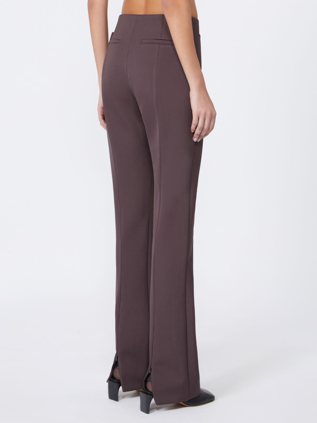 Slim trousers with asymmetrical belt - RUNWAY - COFFEE - Max Mara - 3
