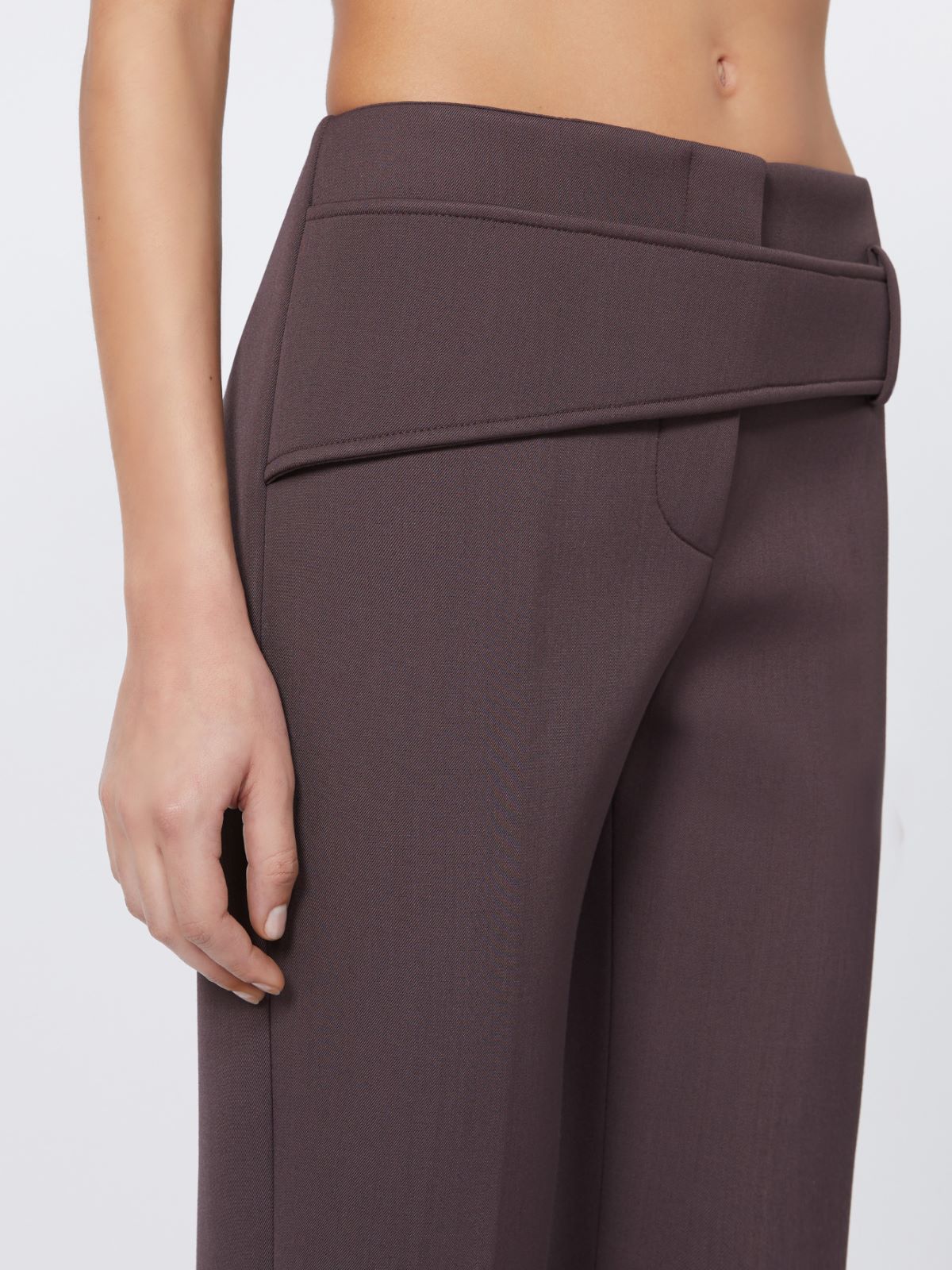 Slim trousers with asymmetrical belt - RUNWAY - COFFEE - Max Mara - 4