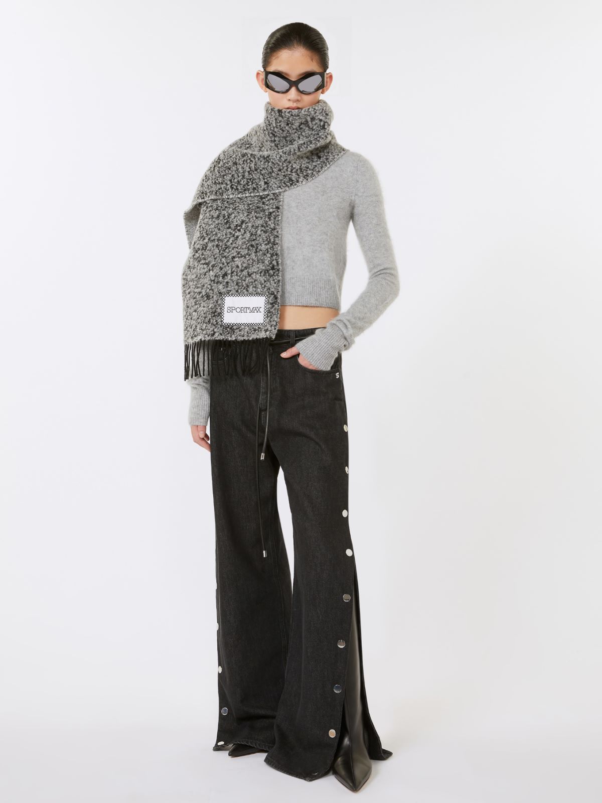 Button-up wide-leg jeans - BLACK - Max Mara