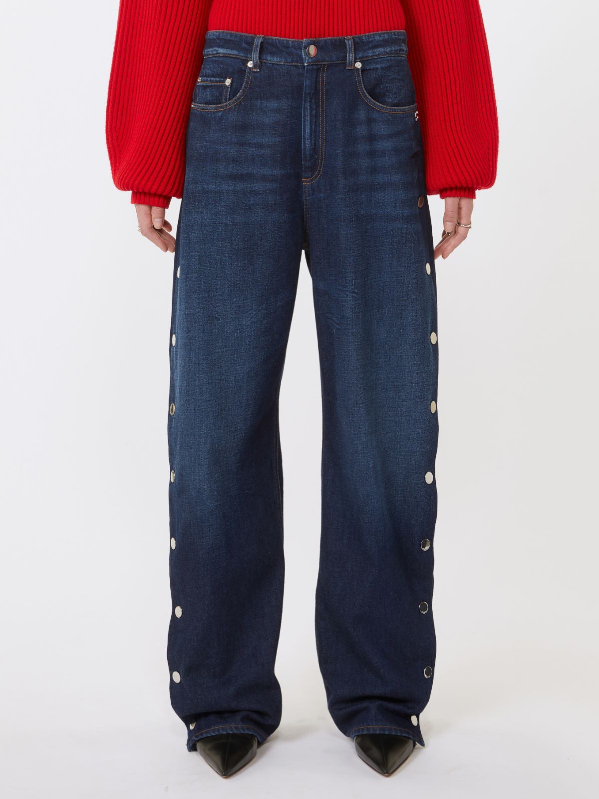 Button-up blue wide-leg jeans - MIDNIGHTBLUE - Max Mara - 2