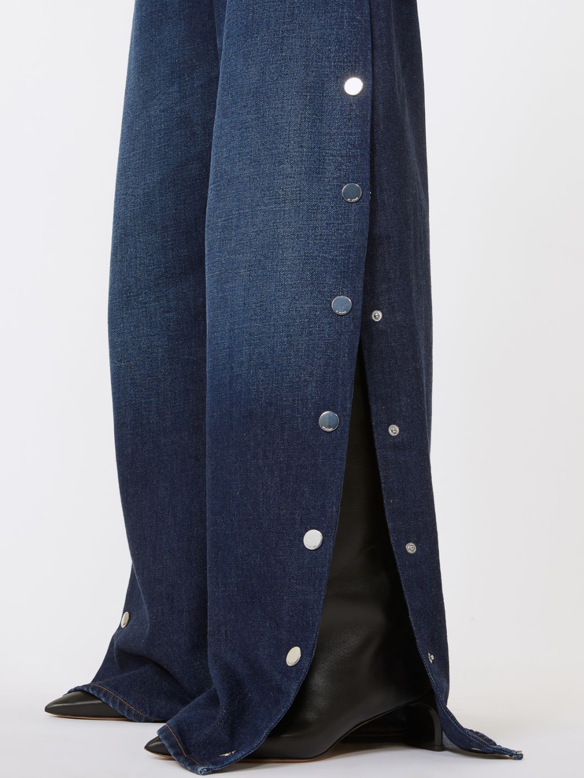 Button-up blue wide-leg jeans - MIDNIGHTBLUE - Max Mara - 4