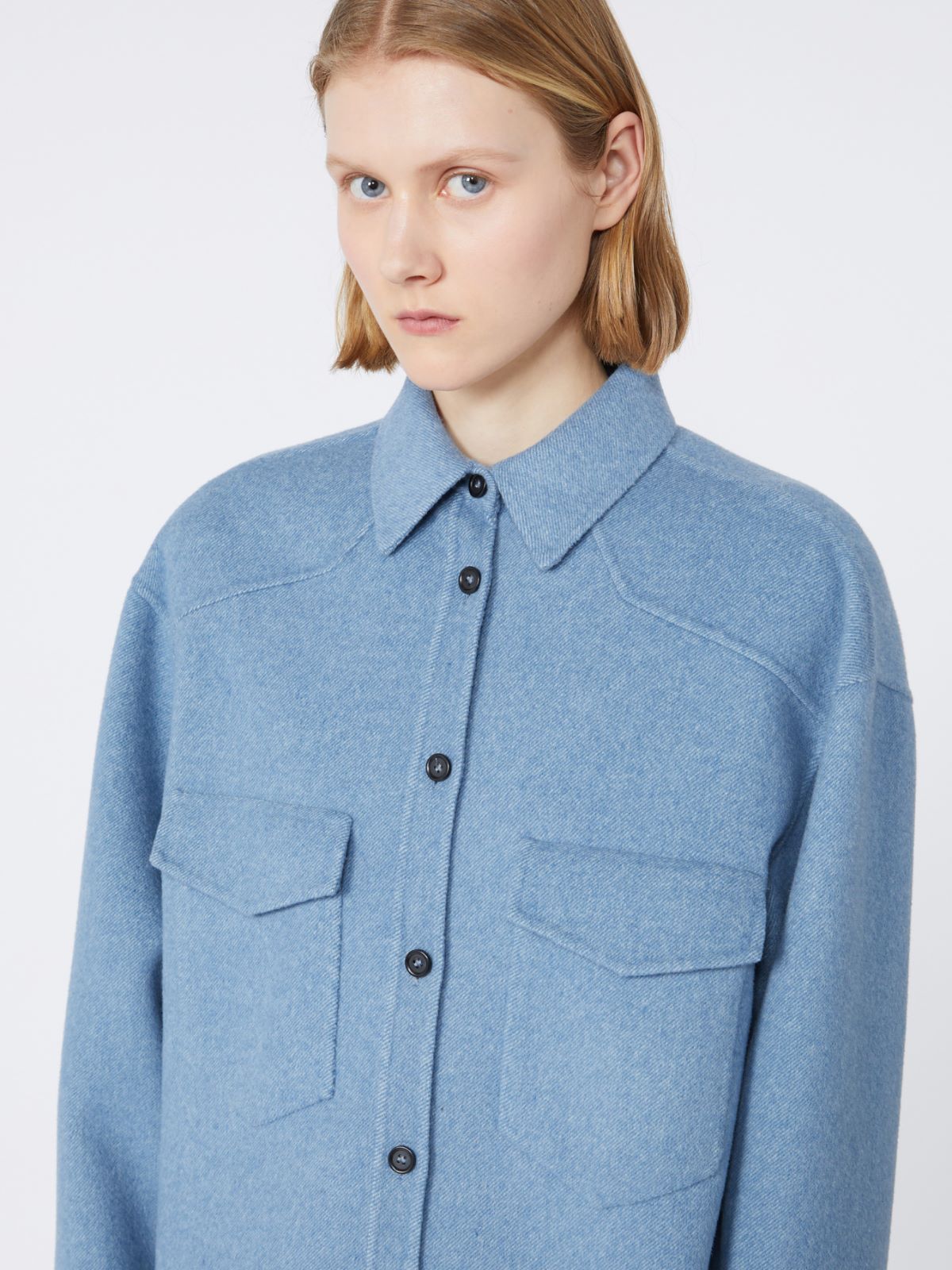 Oversized pure wool shirt - RUNWAY - LIGHT BLUE - Max Mara - 4