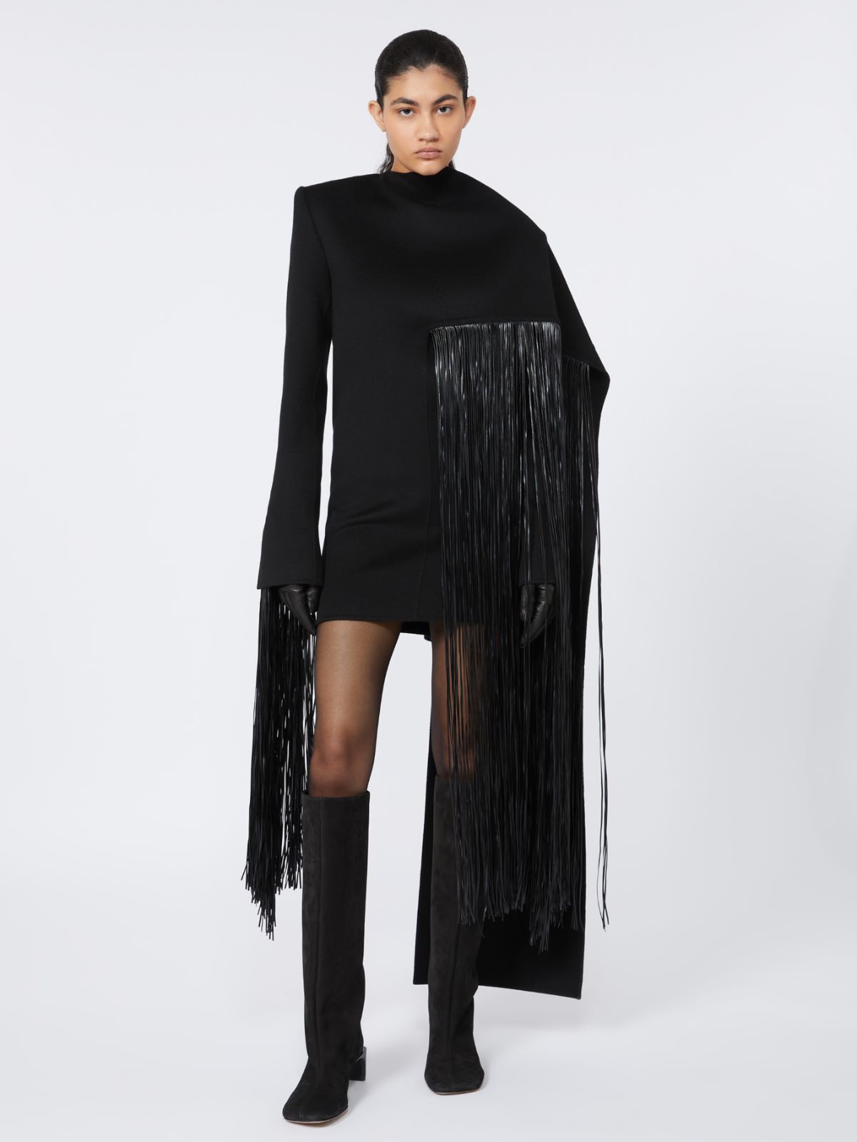 Fringed mini dress - RUNWAY - BLACK - Max Mara