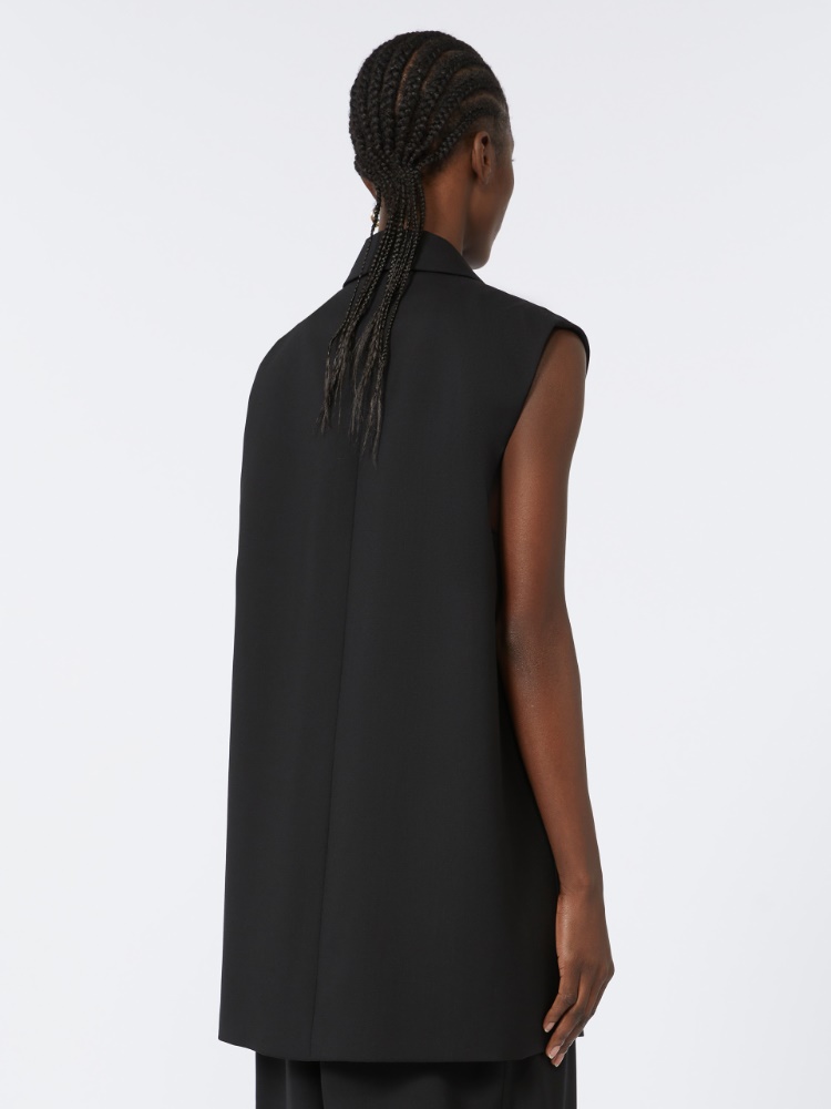 Long sleeveless blazer, black | 