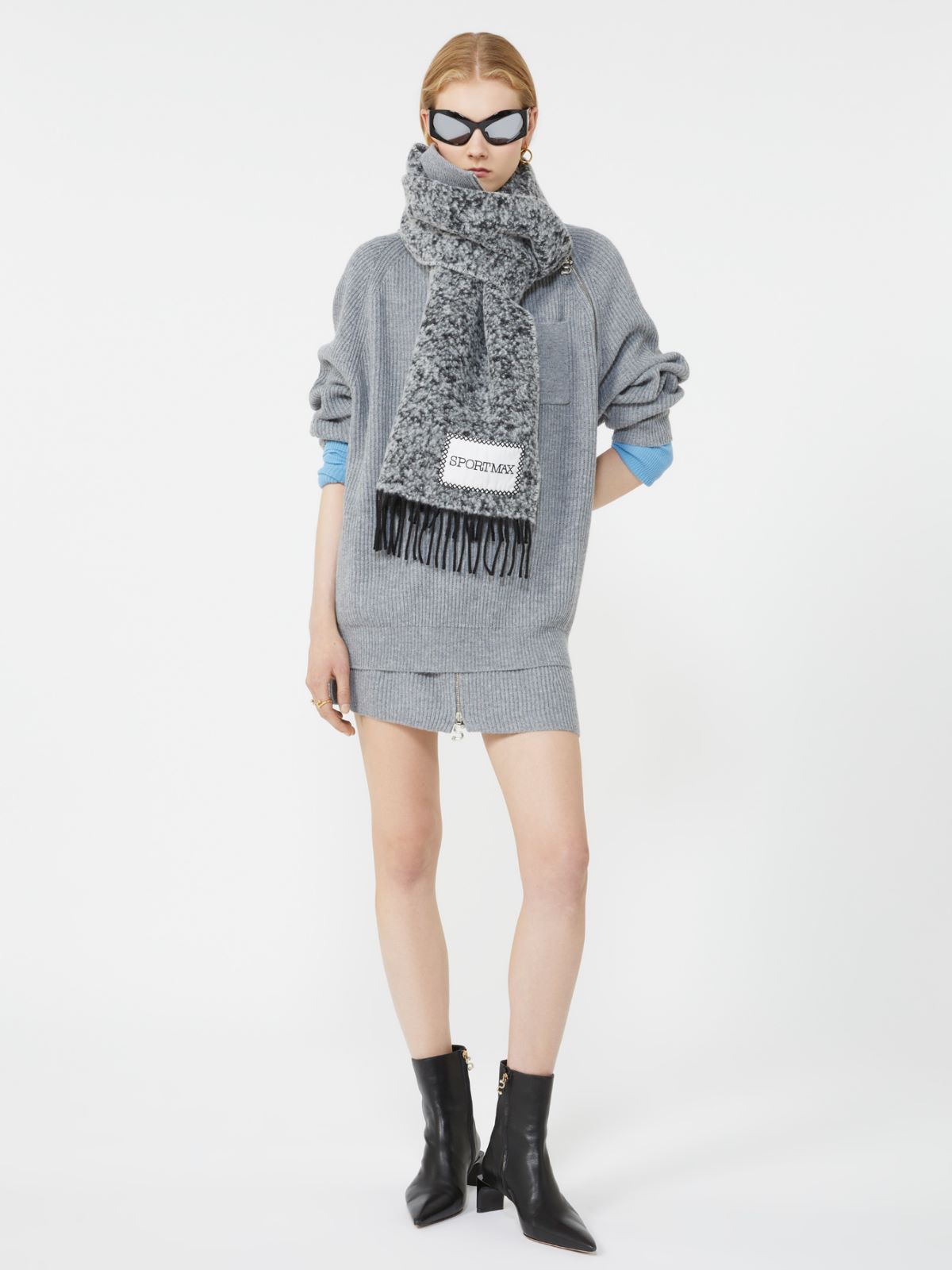Cashmere-blend mini skirt - MEDIUM GREY - Max Mara