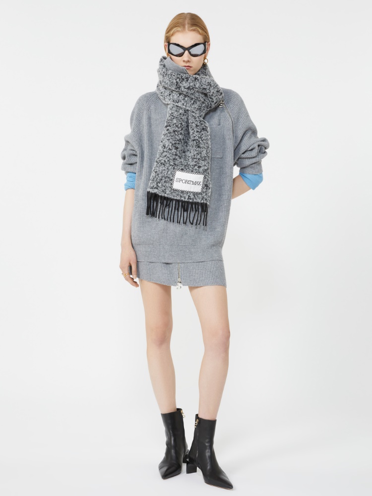 Cashmere-blend mini skirt - MEDIUM GREY - Max Mara