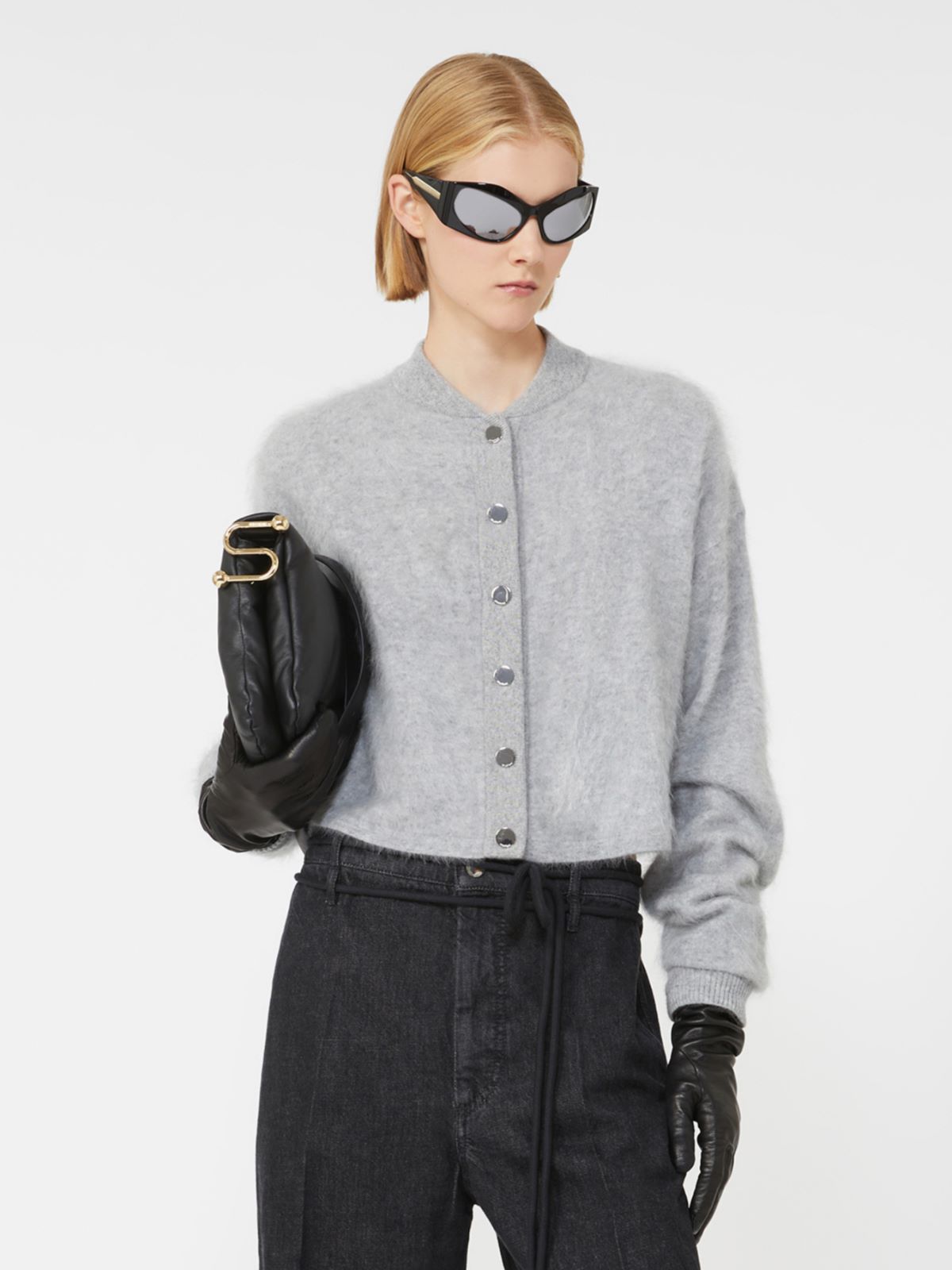 Pudełkowa kurtka bomberka z kaszmiru - ŚREDNIOSZARY - Max Mara - 6