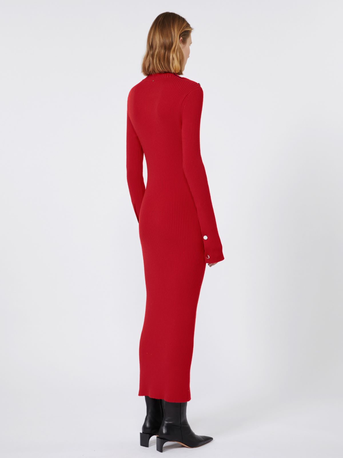 Pure wool knit dress - RED - Max Mara - 3