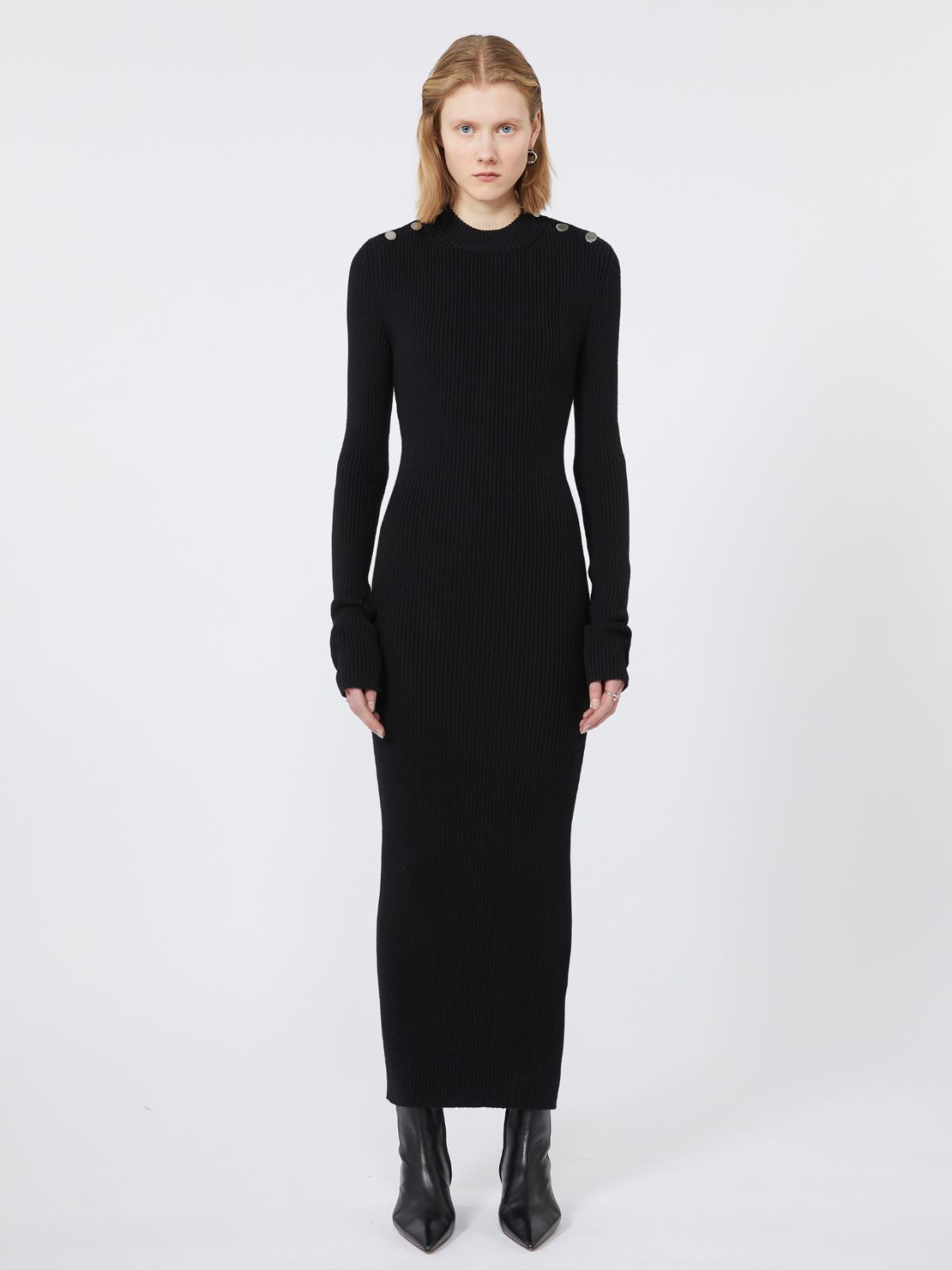 Pure wool knit dress - BLACK - Max Mara - 2