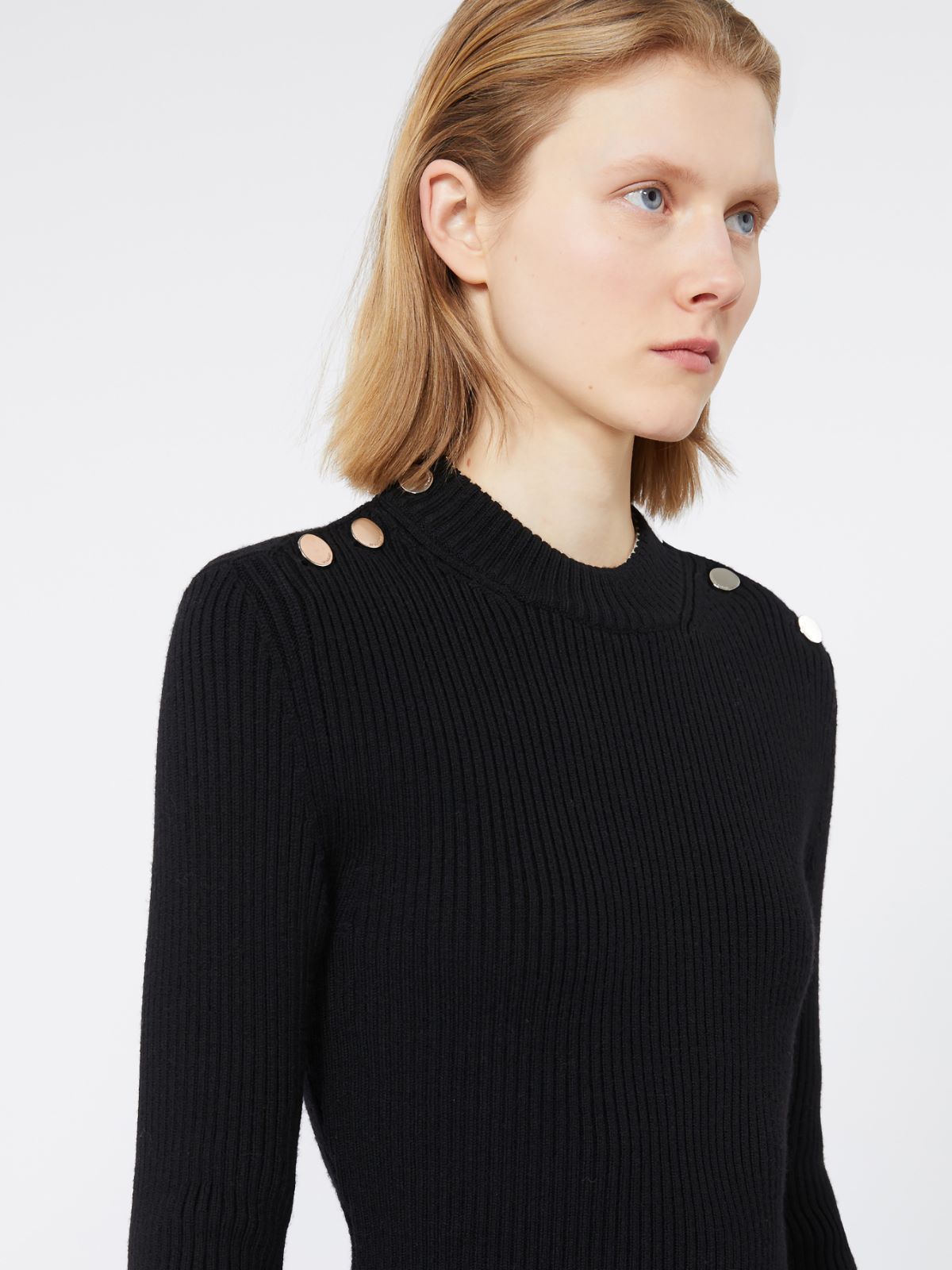 Pure wool knit dress - BLACK - Max Mara - 4