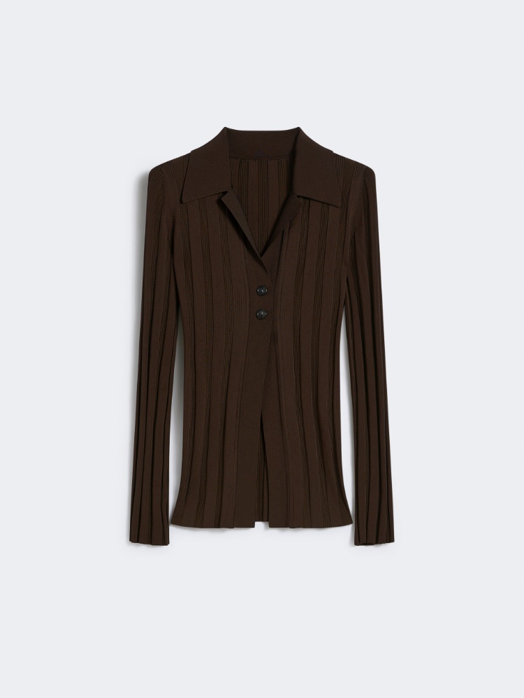 Shiny viscose cardigan - RUNWAY - COFFEE - Max Mara