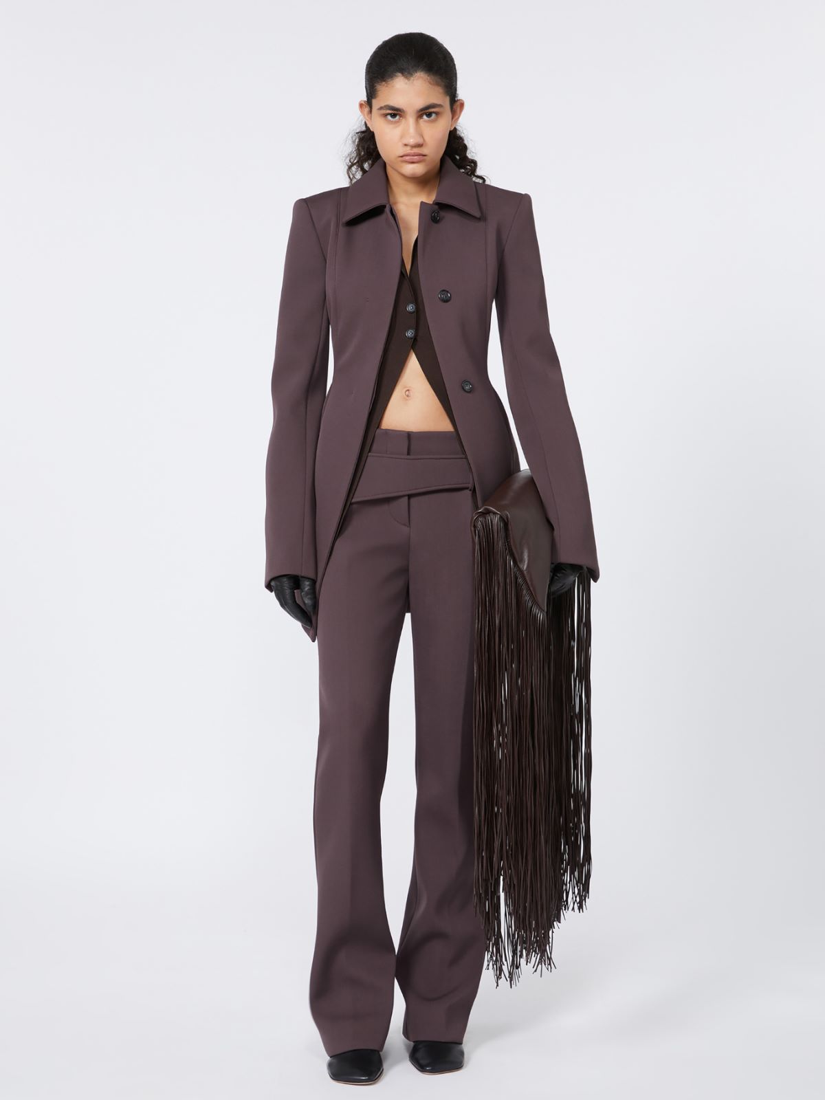 Shiny viscose cardigan - RUNWAY - COFFEE - Max Mara