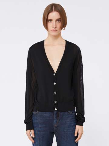 23SS新作【MaxMara】Cardigan over in cotone ニット 黒 Cotton blend cardigan, black | 