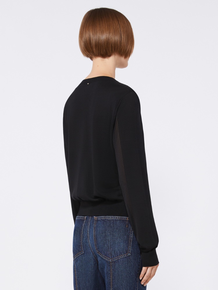 Viscose and wool cardigan, black | 