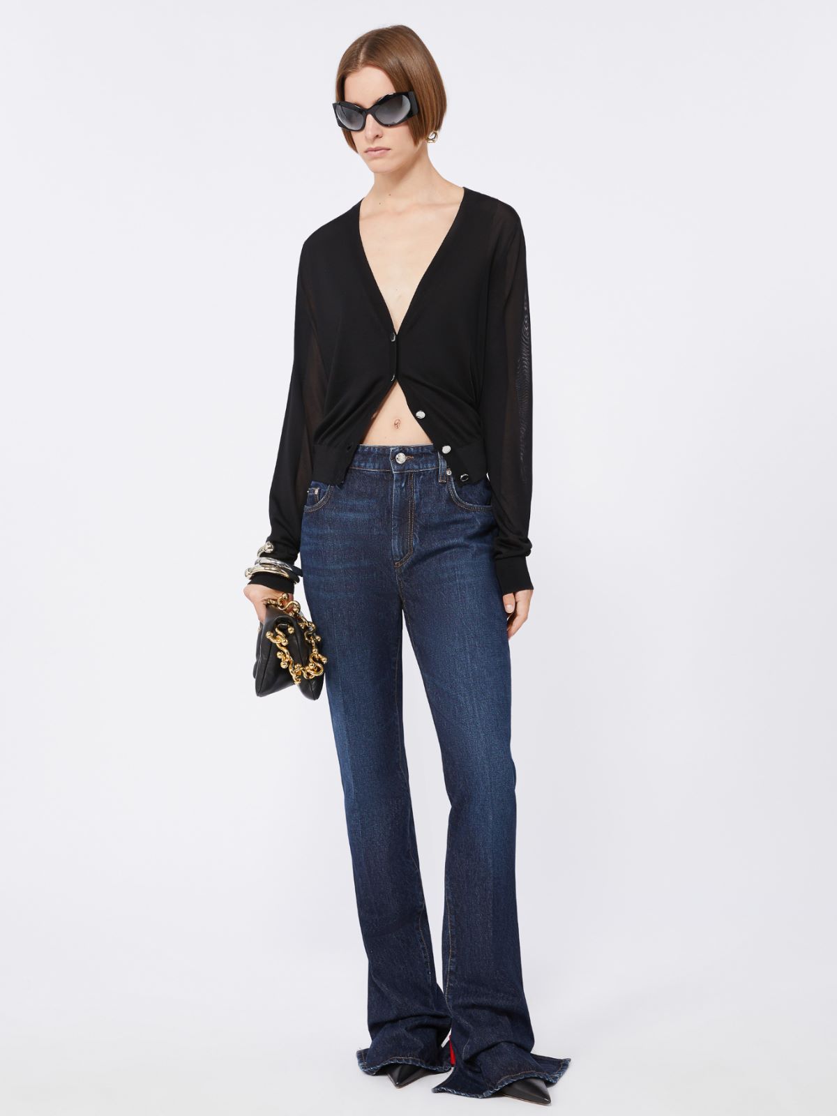 Viscose and wool cardigan - BLACK - Max Mara