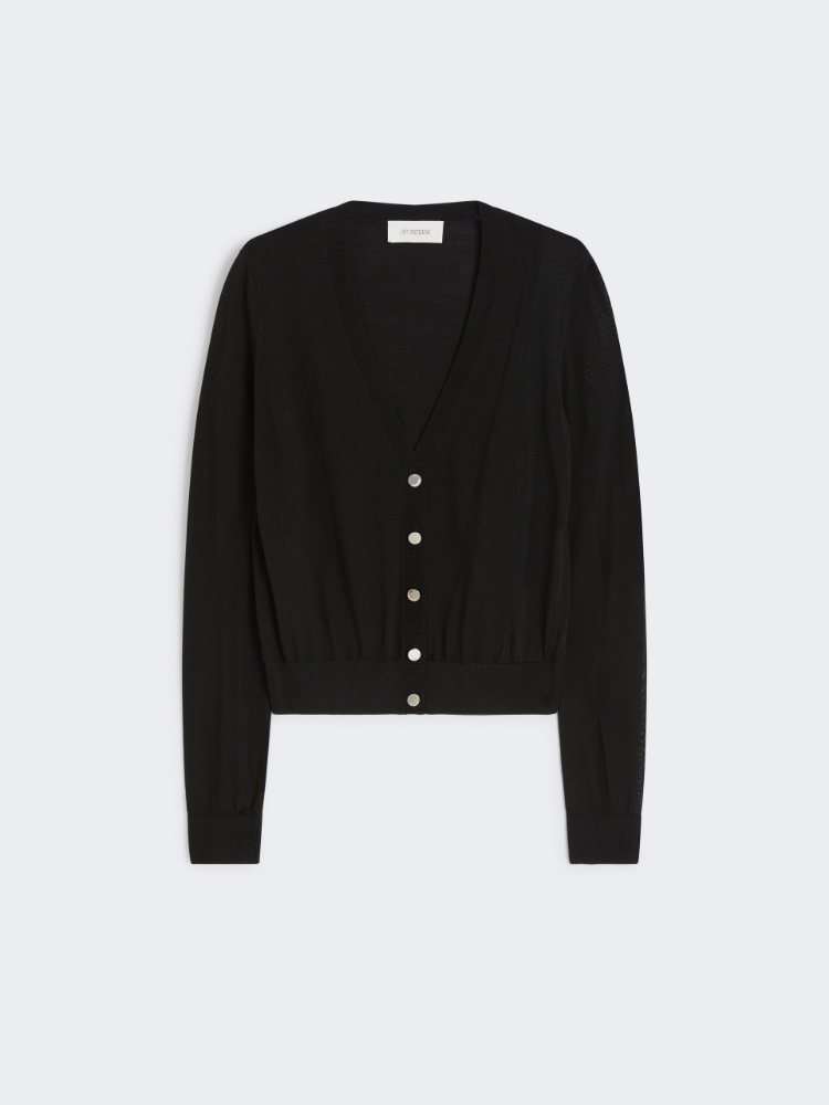23SS新作【MaxMara】Cardigan over in cotone ニット 黒 BLUE WEEKEND MAX MARA DOVERE - COTTON V-NECK CARDIGAN