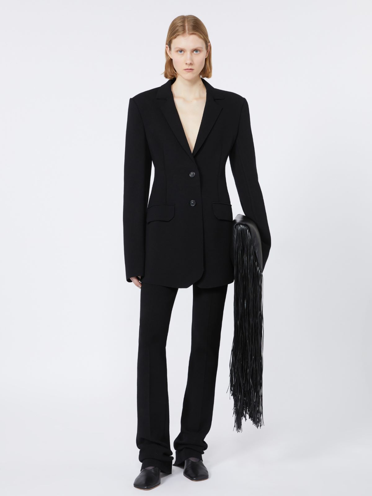 Stretch viscose knit blazer - RUNWAY - BLACK - Max Mara