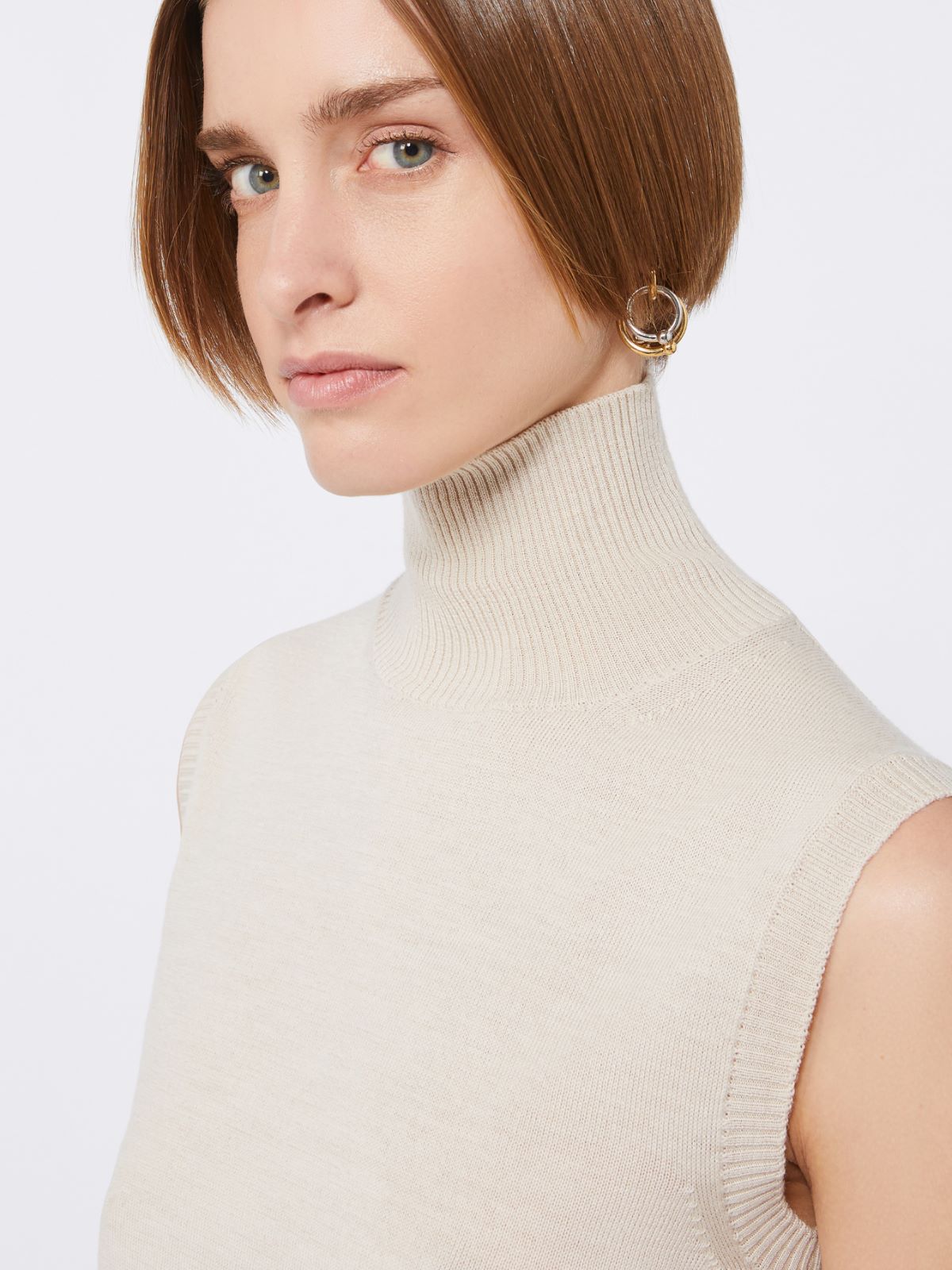 Sleeveless wool polo neck - IVORY - Max Mara - 6