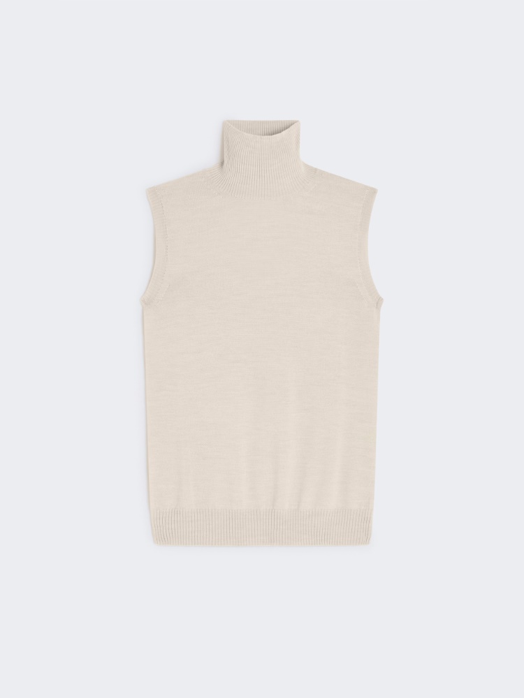 Sleeveless wool polo neck - IVORY - Max Mara