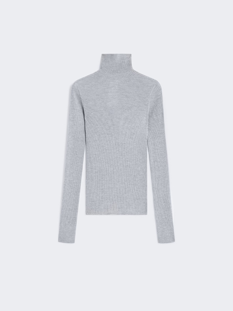 Wool mock polo-neck sweater - MEDIUM GREY - Max Mara