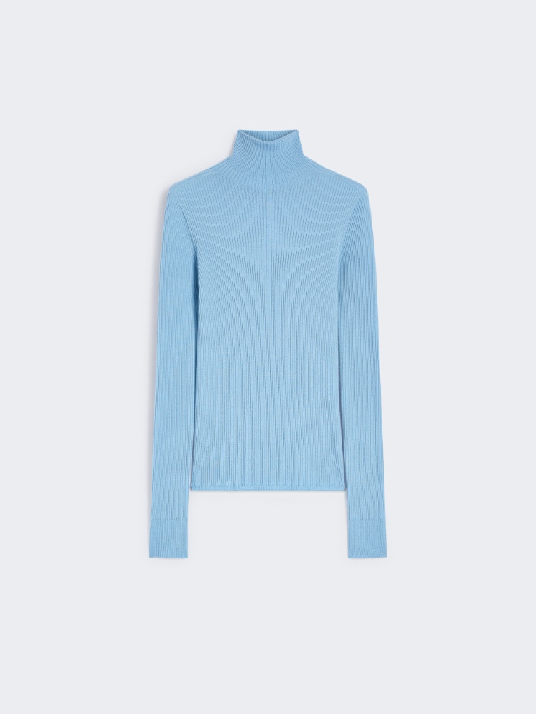 Wool mock polo-neck sweater - LIGHT BLUE - Max Mara