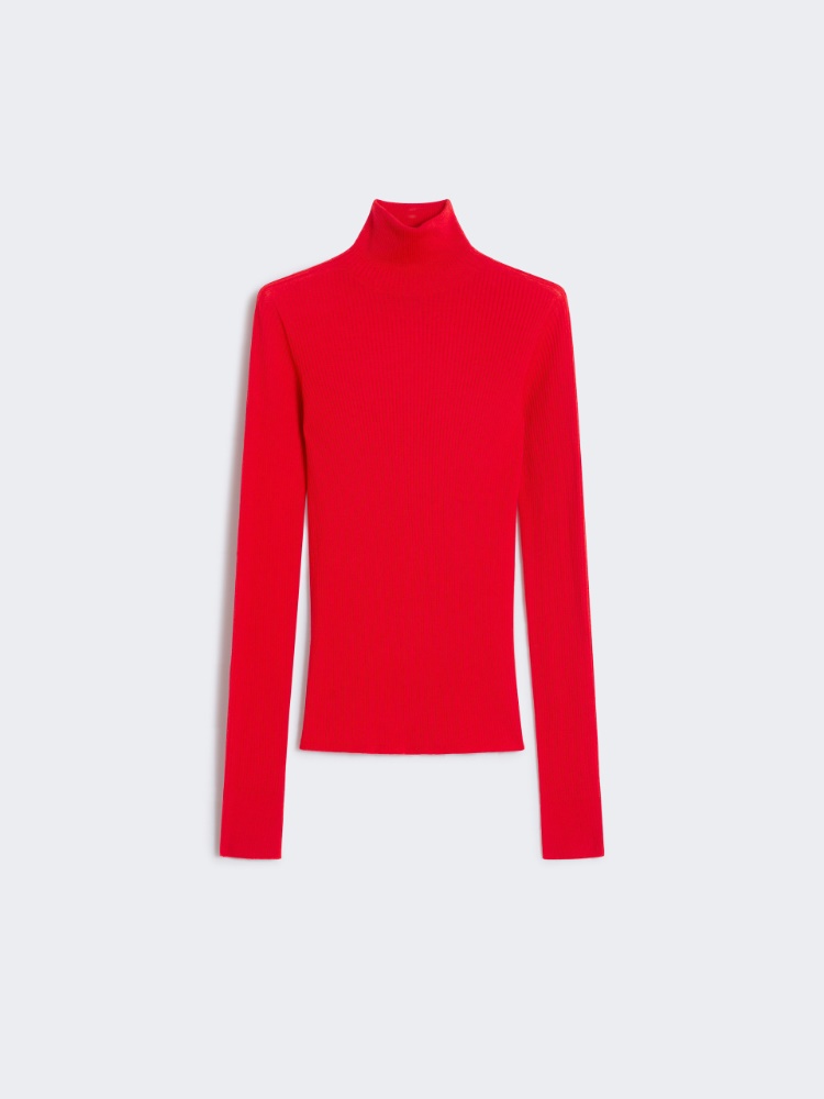 Wool mock polo-neck sweater - RED - Max Mara