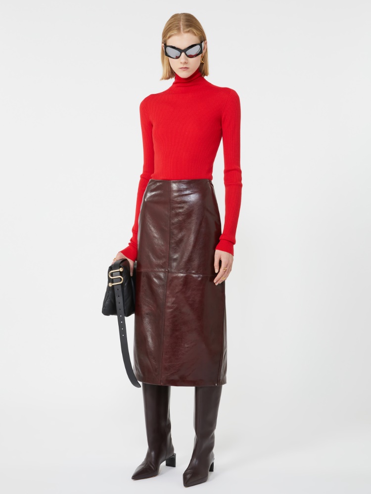 Wool mock polo-neck sweater - RED - Max Mara