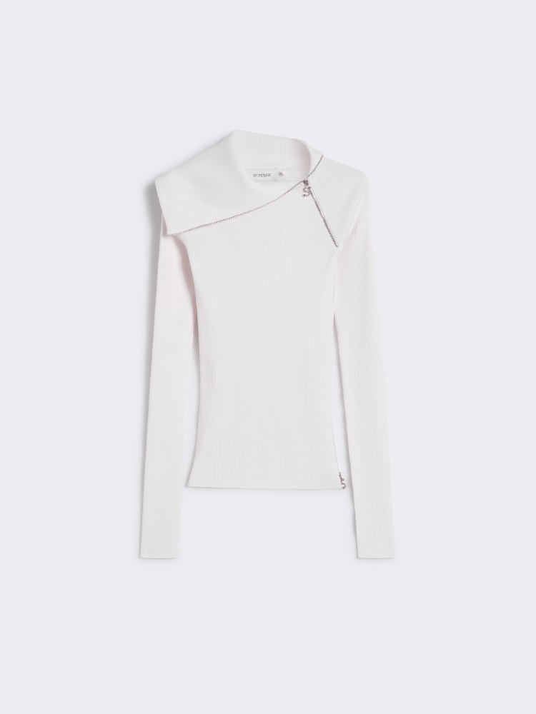 Maglia a collo alto con zip - BIANCO - Max Mara
