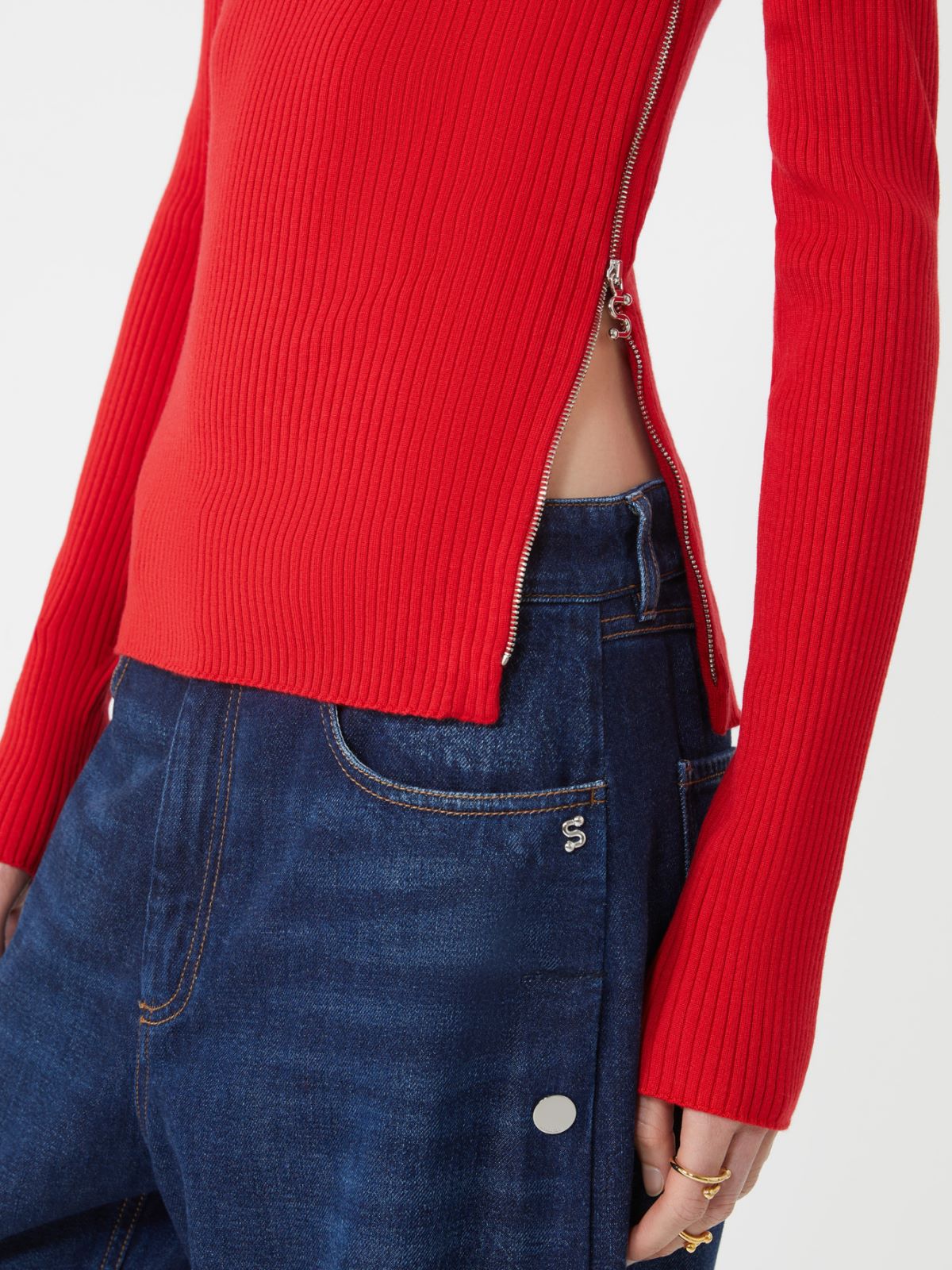 Sweater with zip-up high neck detail - RED - Max Mara - 5