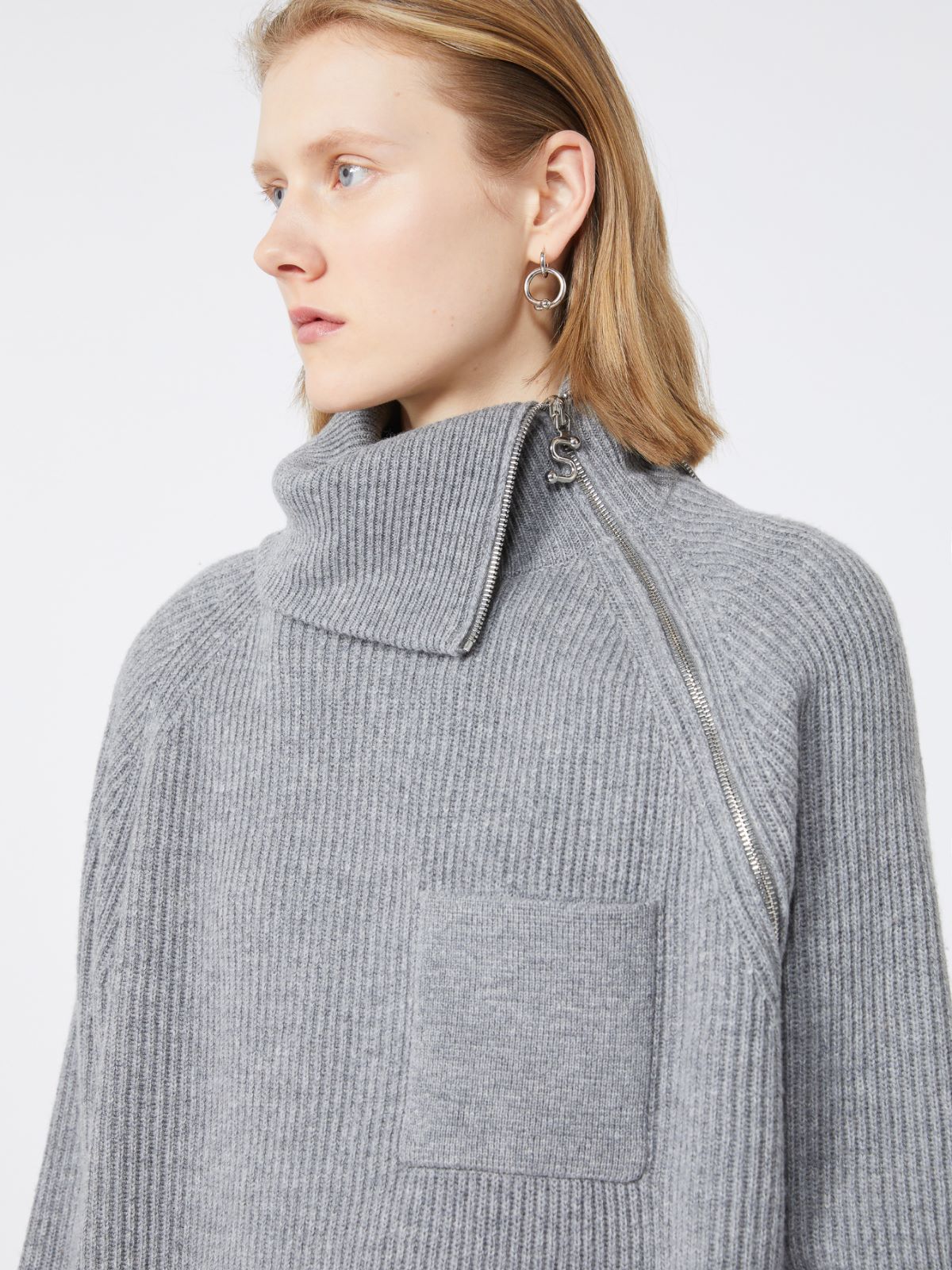 Zip-up cashmere-blend sweater - MEDIUM GREY - Max Mara - 4