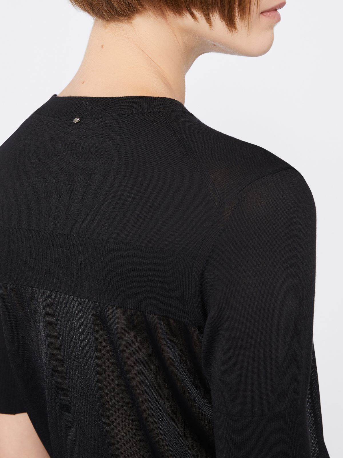 Bi-material short-sleeved jumper - BLACK - Max Mara - 6
