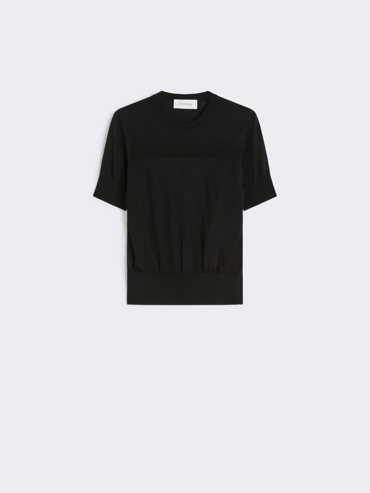 Bi-material short-sleeved jumper - BLACK - Max Mara - 10
