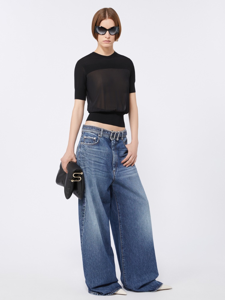 Maglia a manica corta bi materiale - NERO - Max Mara