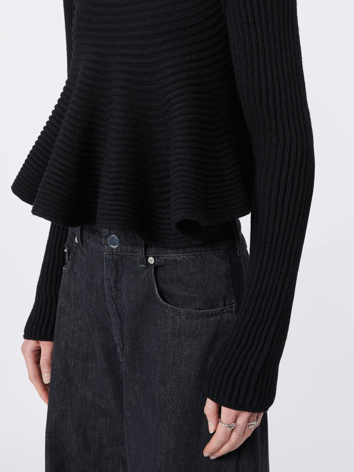 Babydoll Wool Sweater - BLACK - Max Mara - 11