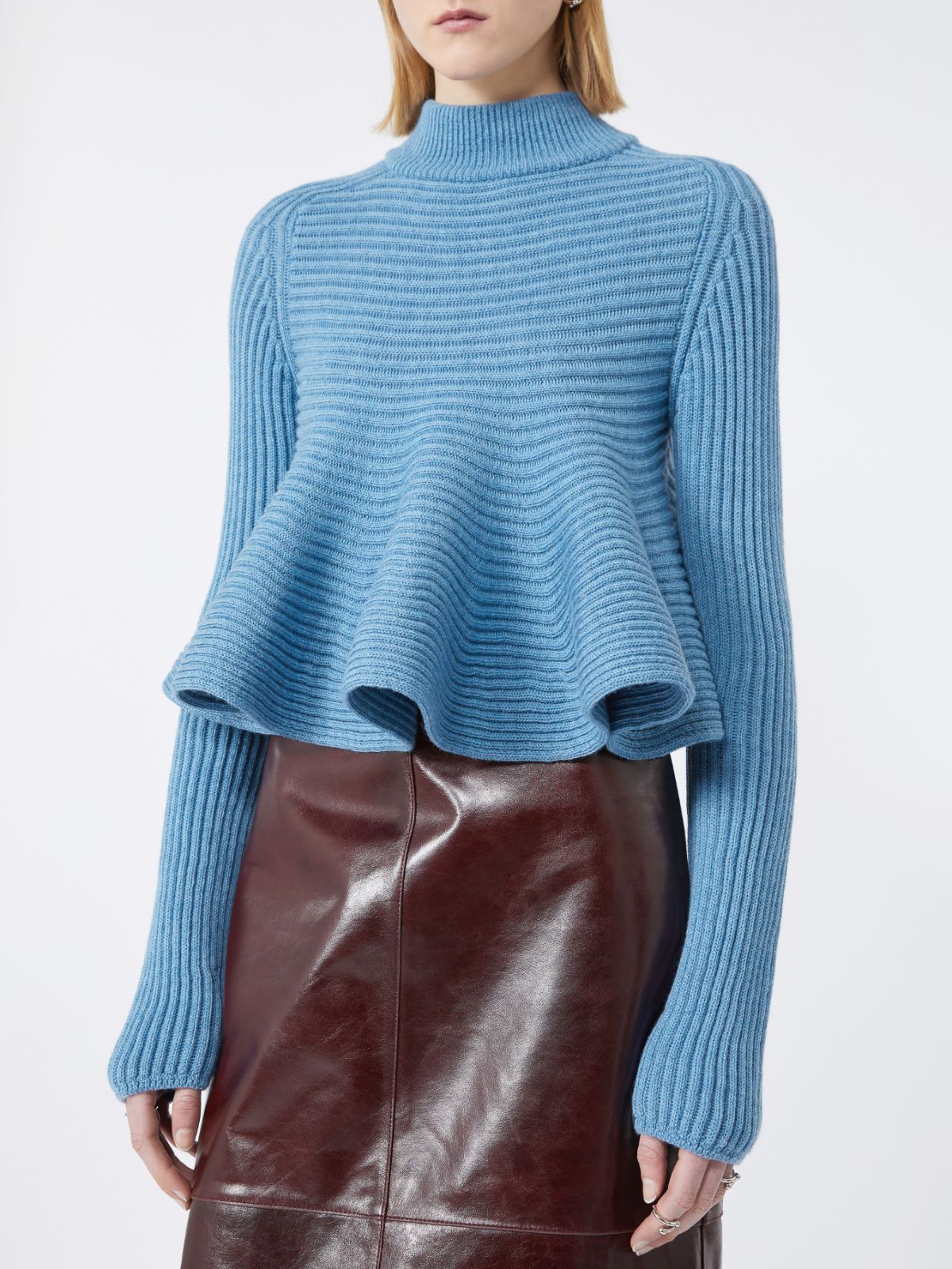 Babydoll Wool Sweater - LIGHT BLUE - Max Mara - 4