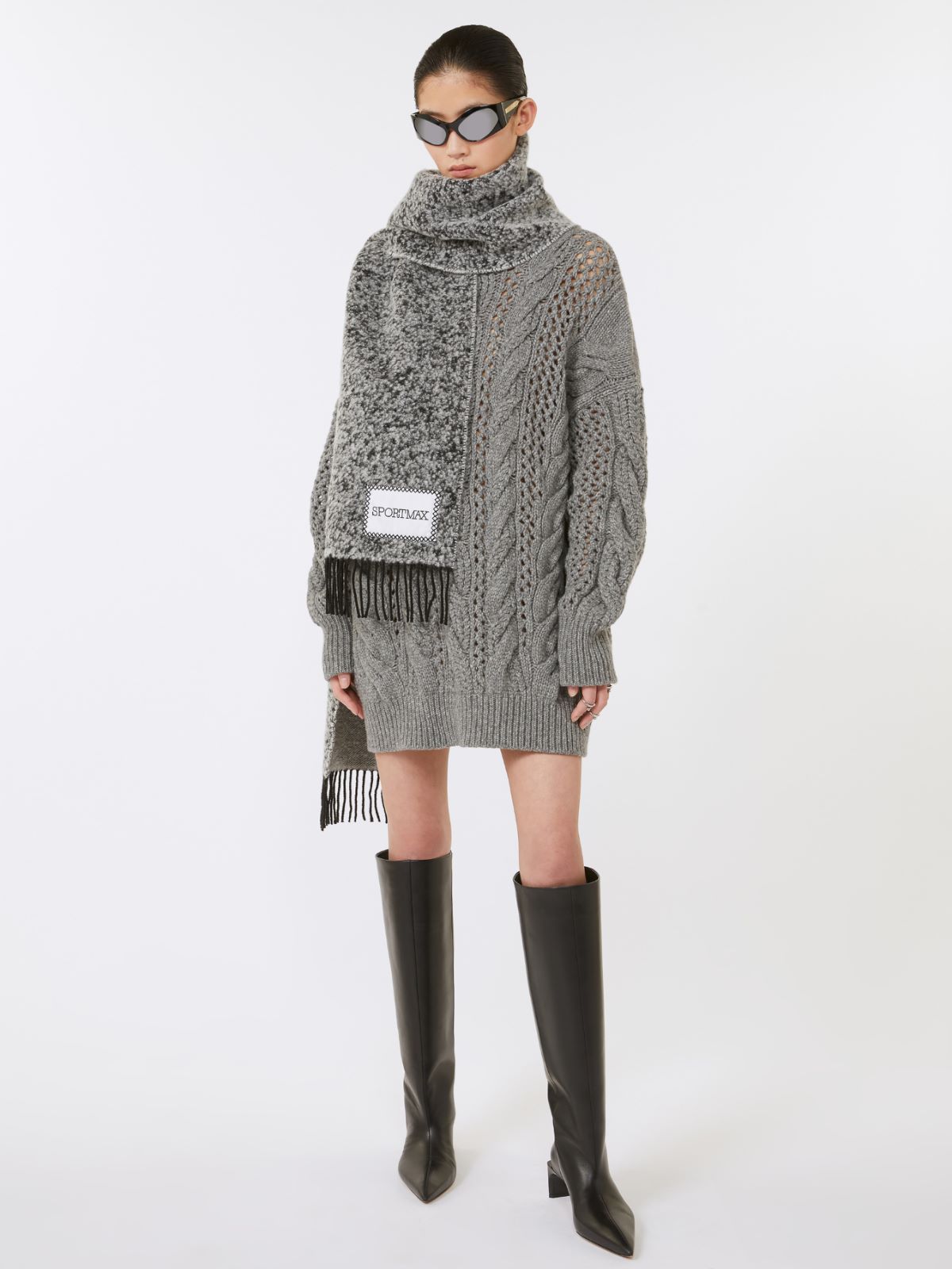 Oversized cable-knit sweater - MEDIUM GREY - Max Mara
