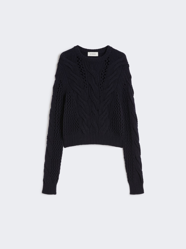 Cable-knit crew-neck sweater - OIL - Max Mara