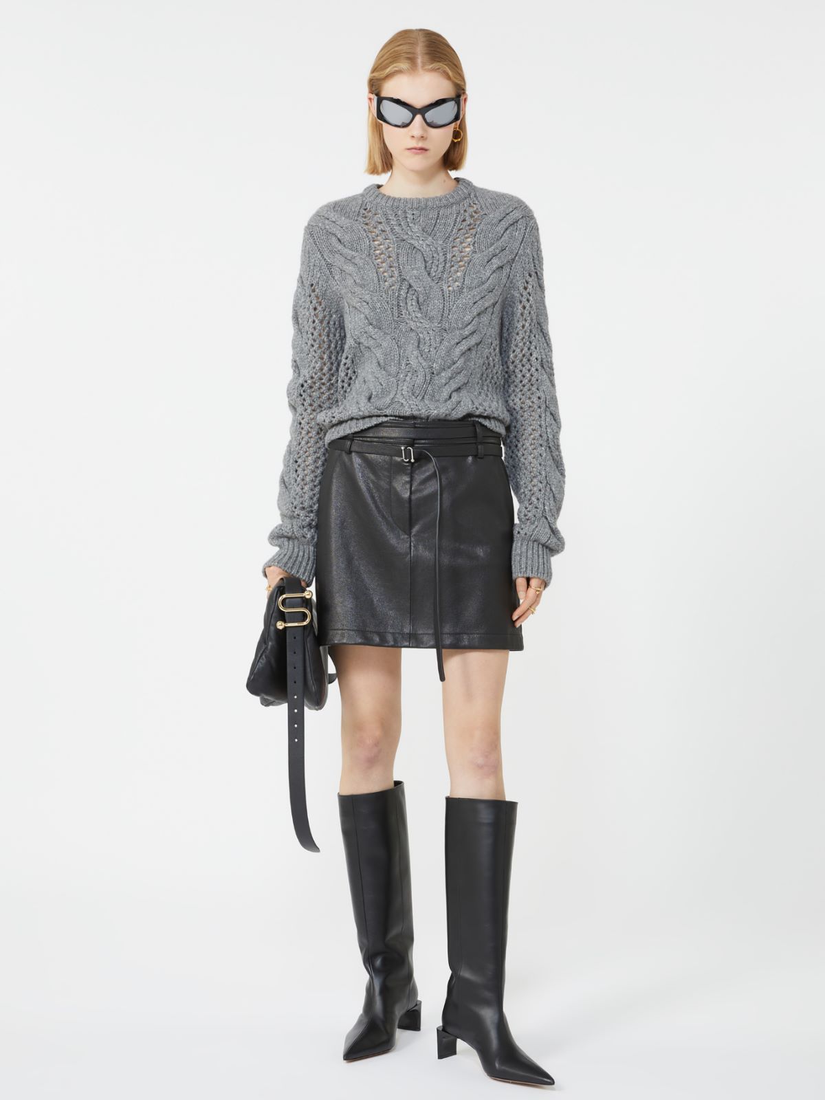 Cable-knit crew-neck sweater - MEDIUM GREY - Max Mara