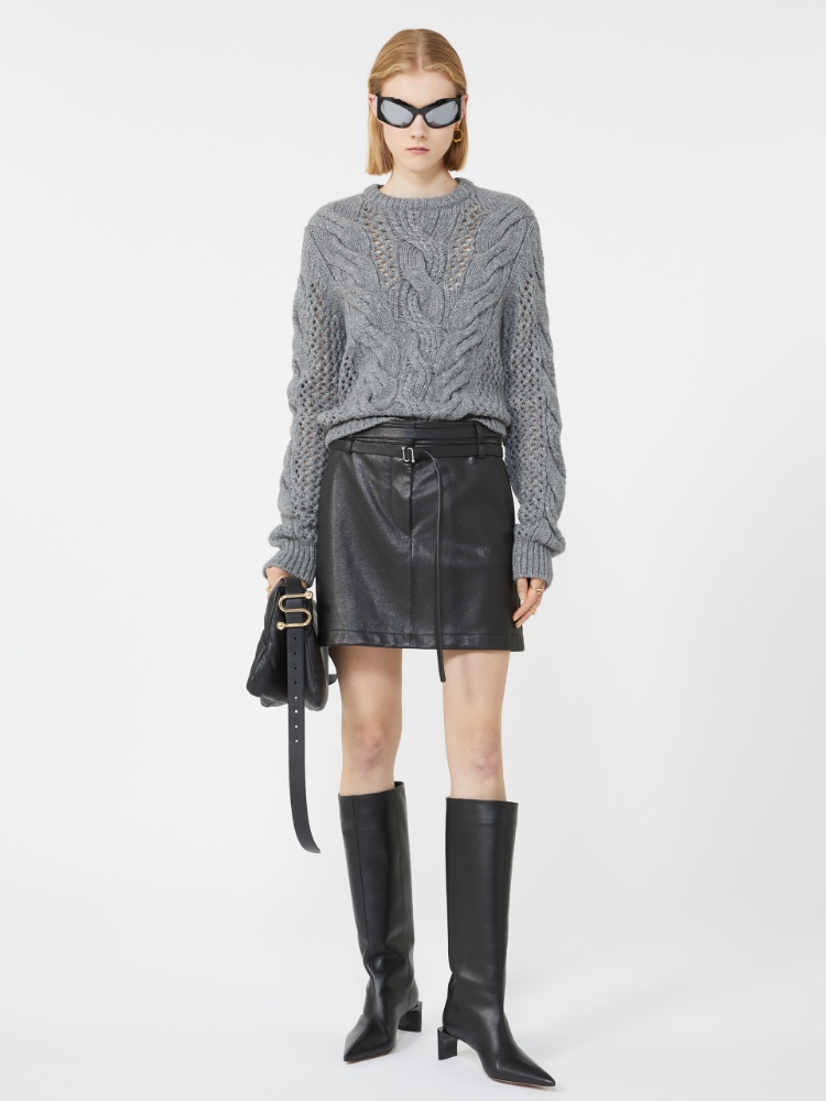 Cable-knit crew-neck sweater - MEDIUM GREY - Max Mara