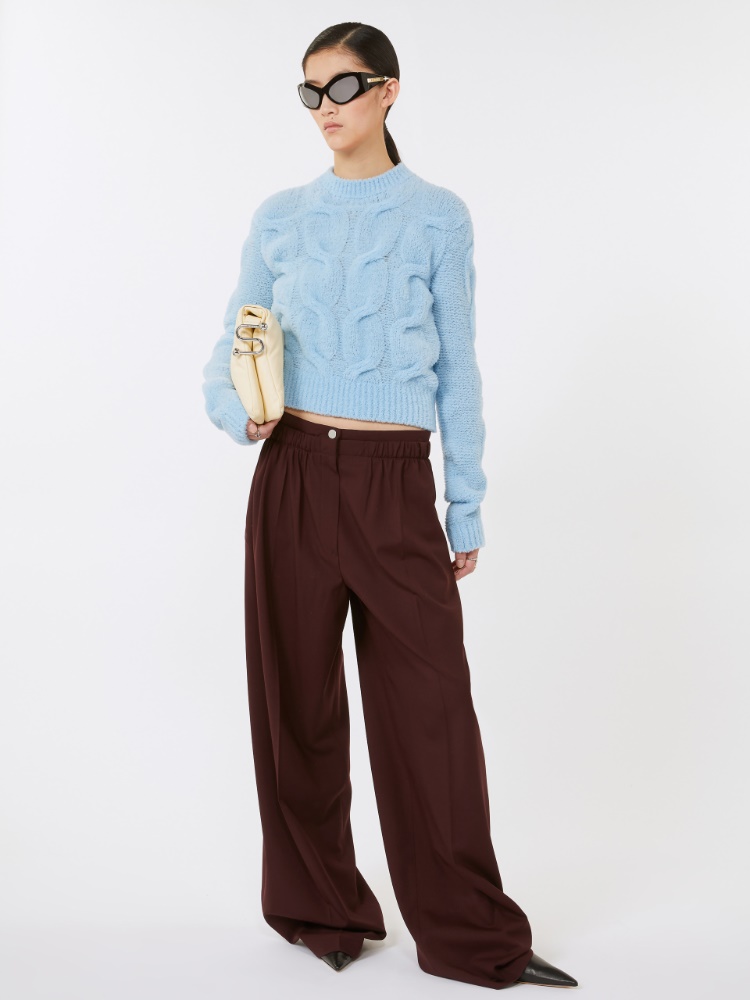 [ヌヴォレ] ウール ブレンド ケーブル ニット - LIGHT BLUE - Max Mara
