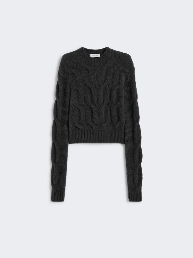 Fluffy cable-knit sweater - BLACK - Max Mara