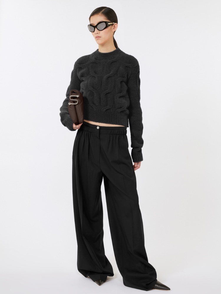 Fluffy cable-knit sweater - BLACK - Max Mara
