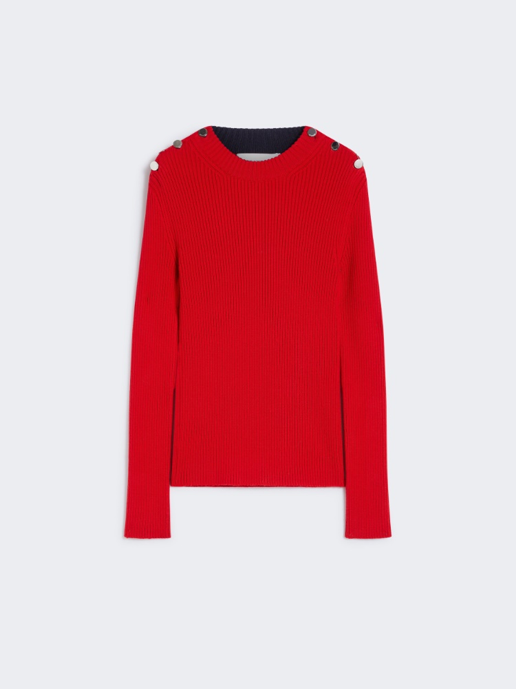 Fitted jumper with buttons - RED - Max Mara