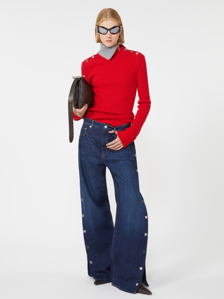 Fitted jumper with buttons - RED - Max Mara