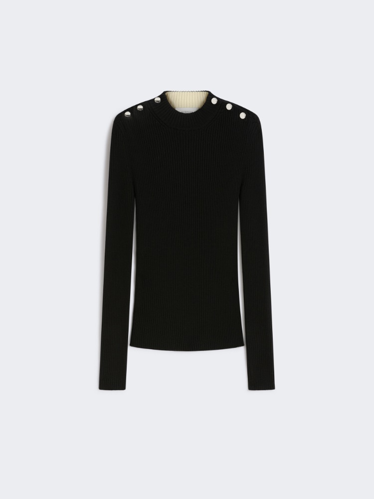 Fitted jumper with buttons - BLACK - Max Mara