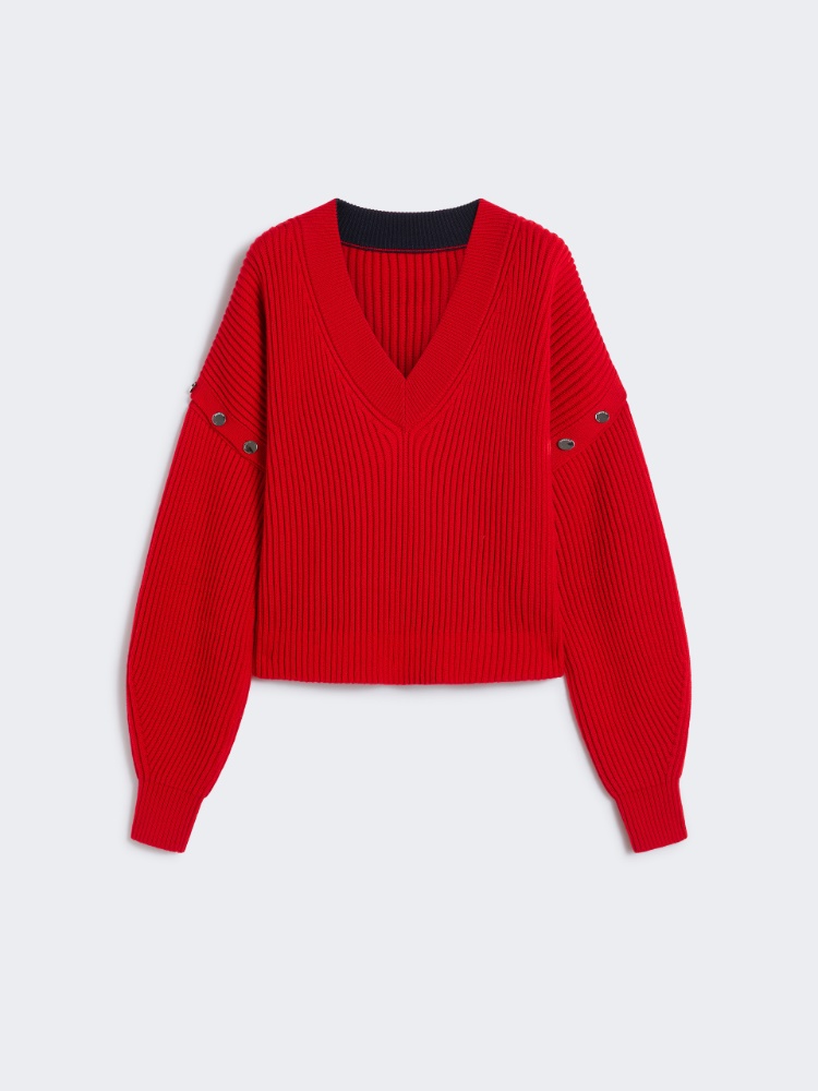 타이 버진울 스웨터 - 빨간색 - Max Mara