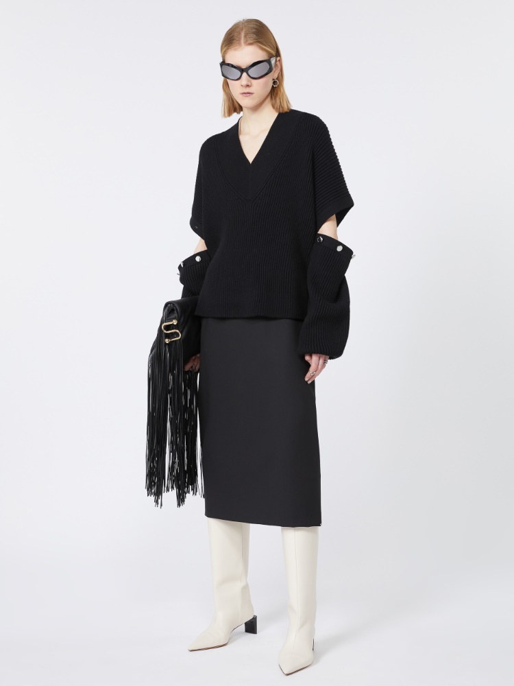 Oversized jumper with detachable sleeves - BLACK - Max Mara