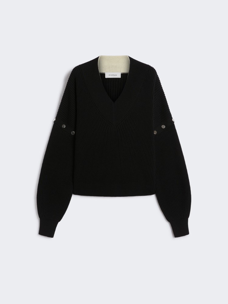 Oversized jumper with detachable sleeves - BLACK - Max Mara